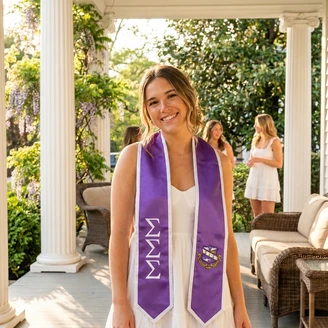 DISCOUNT-Sigma Sigma Sigma Greek 2 Tone Lettered Graduation Sash Stole