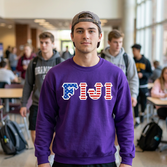 FIJI Fraternity Letter American Flag Crewneck