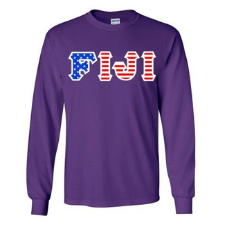 FIJI Fraternity Letter American Flag long sleeve tee