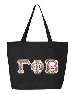 $24.99 Gamma Phi Beta Custom Satin Stitch Tote Bag