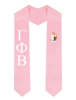 Gamma Phi Beta Greek Lettered Graduation Sash Stole With Crest