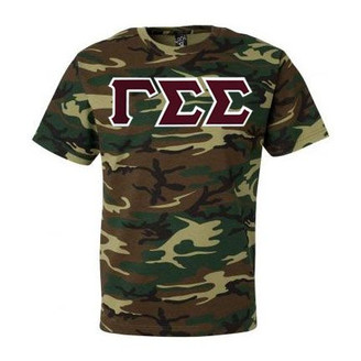 DISCOUNT-Gamma Sigma Sigma Lettered Camouflage T-Shirt