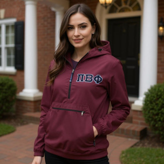 Greek Tackle Twill Lettered Pack N Go Pullover