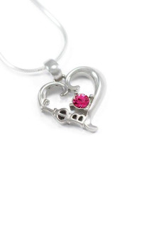 TCS Gamma Phi Beta Silver Heart Pendant with Swarovski Pink Crystal 