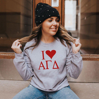  I Love Alpha Gamma Delta Crewneck Sweatshirt 