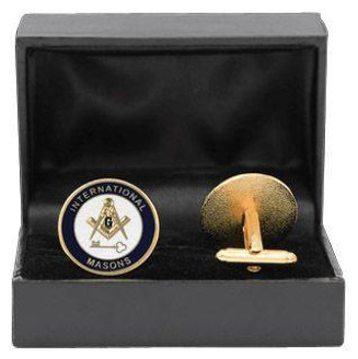  International Mason Shield Cuff Links W/Box- 1" 