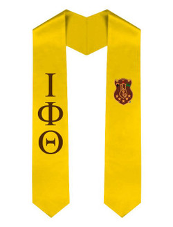 Iota Phi Theta Greek Lettered Graduation Sash Stole With Crest