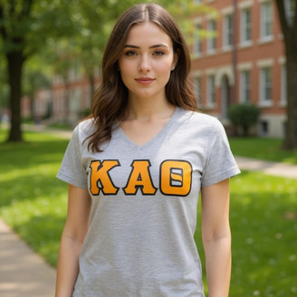 Kappa Alpha Theta Sewn Lettered V-Neck