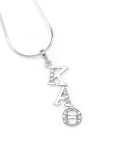 TCS Kappa Alpha Theta Sterling Silver Diagonal Lavaliere set with Lab-Created Diamonds 