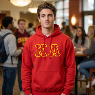 Kappa Alpha Fraternity Crest - Shield Twill Letter Hooded Sweatshirt