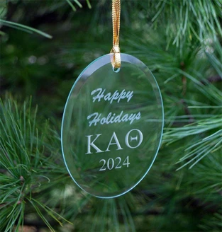 Kappa Alpha Theta Holiday Glass Oval Ornaments