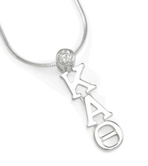 Kappa Alpha Theta Sterling Silver Lavaliere Pendant with Swarovski Clear Crystal