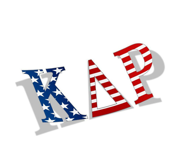 Kappa Delta Rho American Flag Greek Letter Sticker - 2.5" Tall 