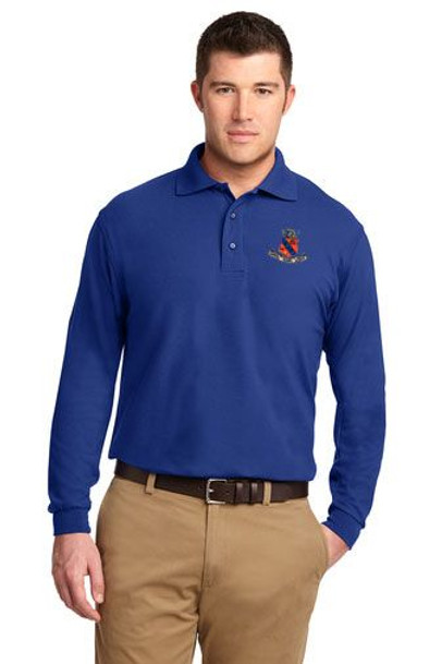 DISCOUNT-Kappa Delta Rho Crest - Shield Emblem Long Sleeve Polo