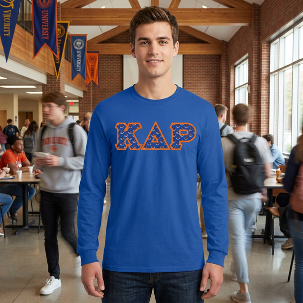 Kappa Delta Rho Fraternity Crest - Shield Twill Letter Longsleeve Tee