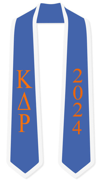 DISCOUNT-Kappa Delta Rho Greek 2 Tone Lettered Graduation Sash Stole w/ Year