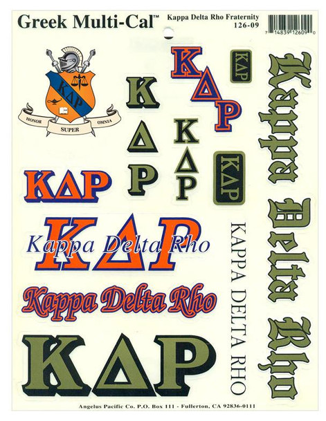  Kappa Delta Rho Multi Greek Decal Sticker Sheet 