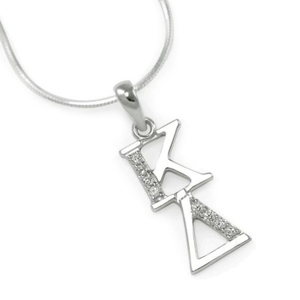 Kappa Delta Sterling Silver Lavaliere set with Lab-Created Diamonds