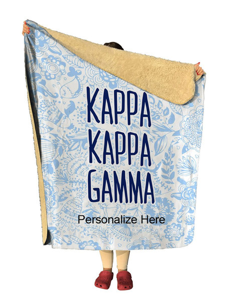 Kappa Kappa Gamma Floral Sherpa Lap Blanket