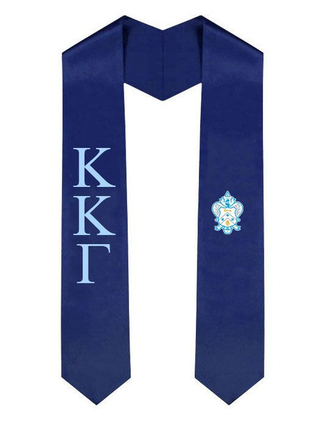 Kappa Kappa Gamma Greek Lettered Graduation Sash Stole With Crest