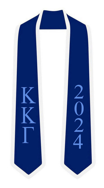 DISCOUNT-Kappa Kappa Gamma Greek 2 Tone Lettered Graduation Sash Stole w/ Year