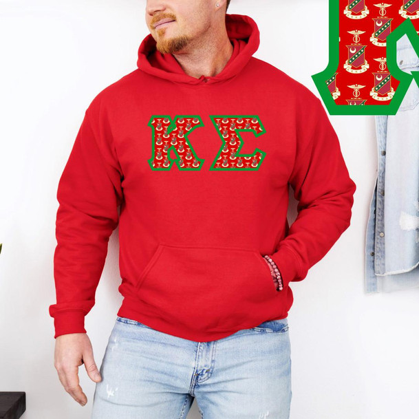  Kappa Sigma Fraternity Crest - Shield Twill Letter Hooded Sweatshirt 