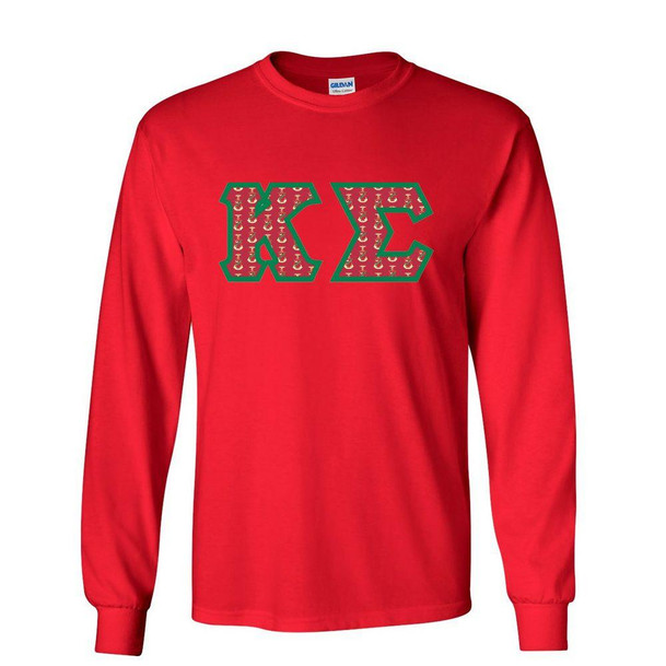  Kappa Sigma Fraternity Crest - Shield Twill Letter Longsleeve Tee 
