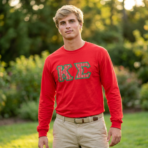 Kappa Sigma Fraternity Crest - Shield Twill Letter Longsleeve Tee