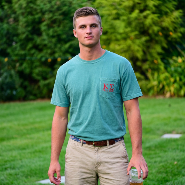 Kappa Sigma Greek Letter Comfort Colors Pocket Tee