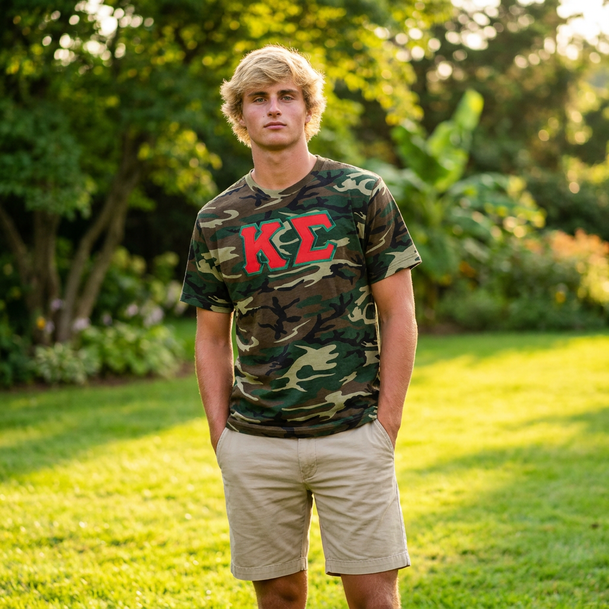 DISCOUNT- Kappa Sigma Lettered Camouflage T-Shirt