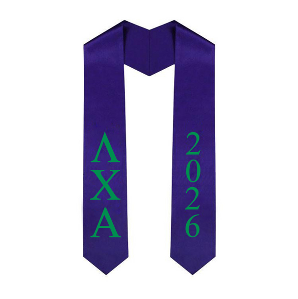 Lambda Chi Alpha Greek Lettered Graduation Sash Stole With Year - Best Value