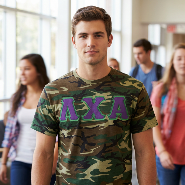 DISCOUNT- Lambda Chi Alpha Lettered Camouflage T-Shirt