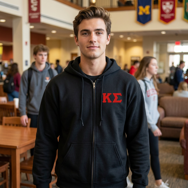 Fraternity & Sorority Full Zip Greek Letter Hoodie