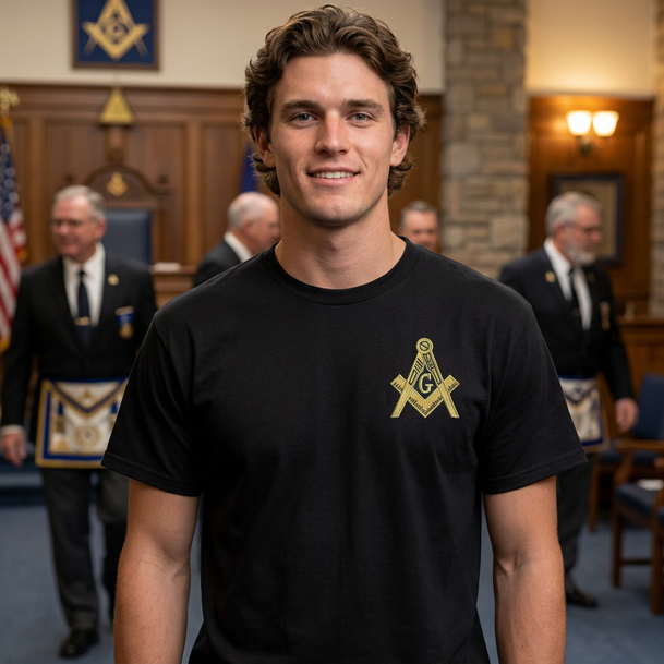 DISCOUNT-Mason / Freemason Crest - Shield Patch T-Shirt