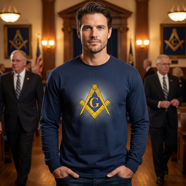 Mason / Freemason with Starburst Long Sleeve T-Shirt