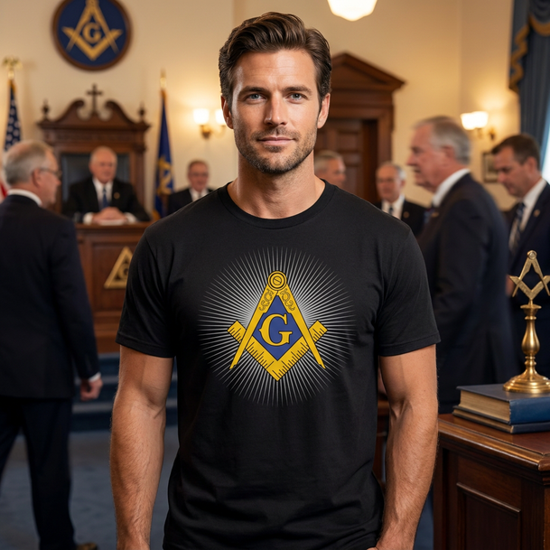Mason / Freemason Logo With Starburst T-Shirt