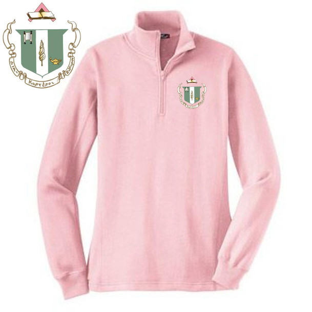  DISCOUNT-Delta Zeta Emblem 1/4 Zip Pullover 