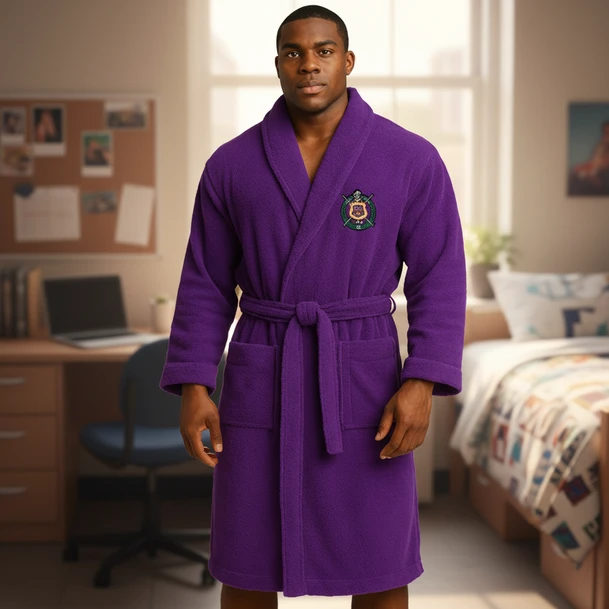 Omega Psi Phi Bathrobe - Omega Crest - Shield Bathrobe