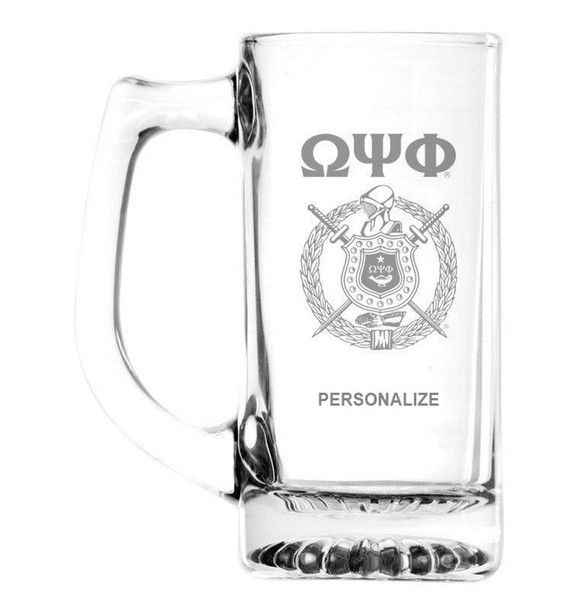 Omega Psi Phi Glass Engraved Mug