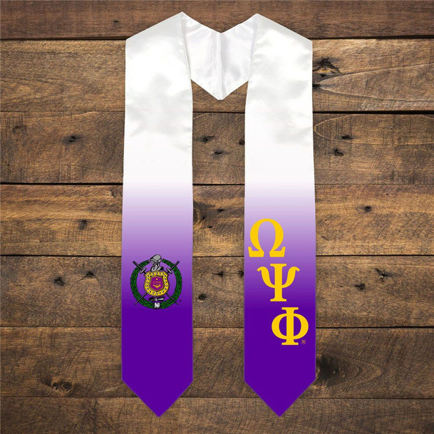 Omega Psi Phi Extra Fancy Diagonal Greek Graduation Stole W Crest