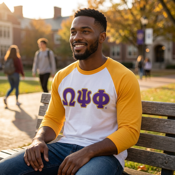 DISCOUNT- Omega Psi Phi Lettered Raglan T-Shirt