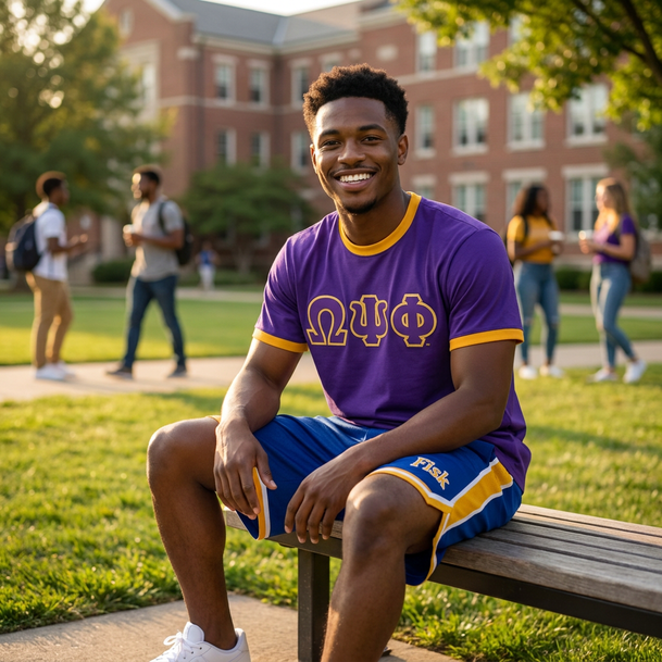 DISCOUNT- Omega Psi Phi Lettered Ringer Shirt