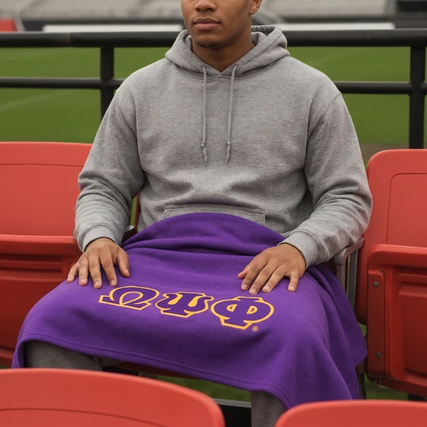 DISCOUNT-Omega Psi Phi Twill Sweatshirt Blanket