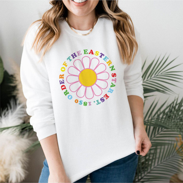 Order of Eastern Star Rainbow Daisy Crewneck