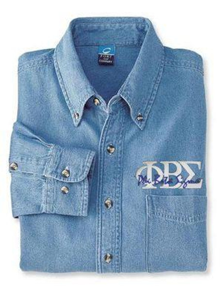  DISCOUNT-Phi Beta Sigma Denim Shirt - Letters 