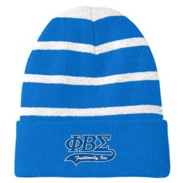  Phi Beta Sigma Striped Beanie with Solid Band 