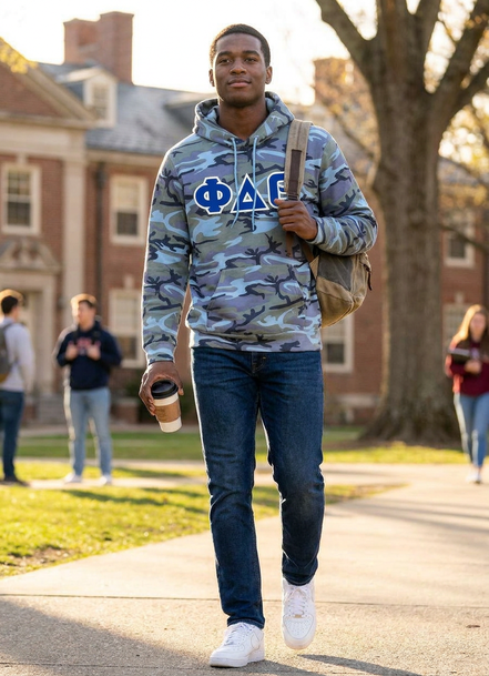 DISCOUNT-Phi Delta Theta Camo Pullover Hooded Sweatshirt