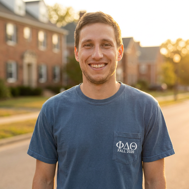 Phi Delta Theta Greek Letter Comfort Colors Pocket Tee