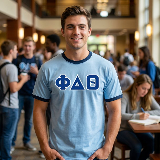 DISCOUNT- Phi Delta Theta Lettered Ringer Shirt