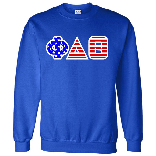 DISCOUNT-Phi Delta Theta Greek Letter American Flag Crewneck